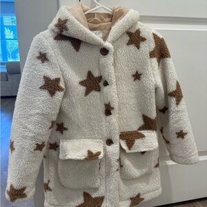 Urban Decay Cream and Brown Puffer Jacket with Star Pattern